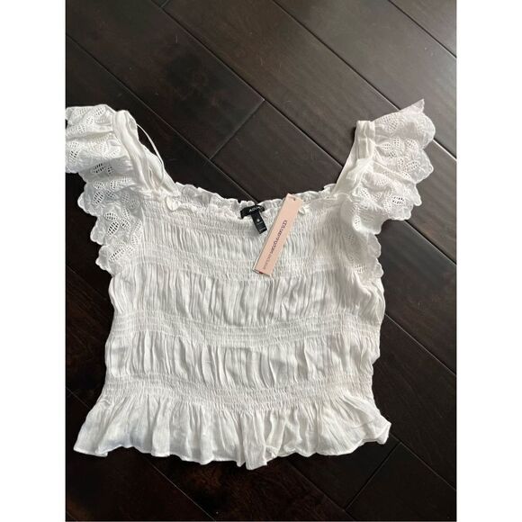 NWT Aqua Womens Eyelet Square Neck Cropped - Picture 1 of 5